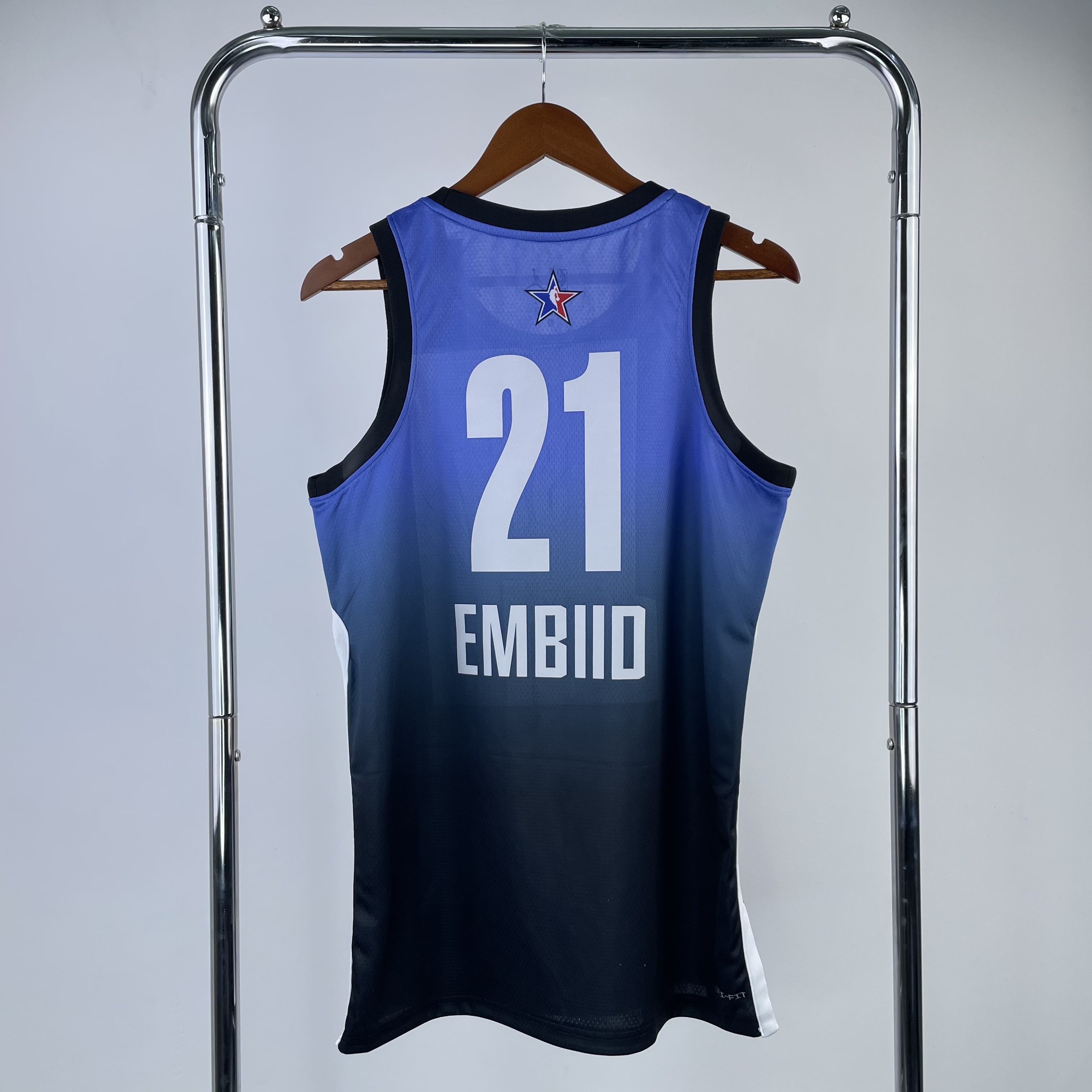 Men Philadelphia 76ers #21 Embiid Blue All Star Jordan style Seasons 2023 NBA Jersey